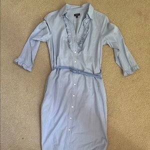 Talbots Blue Long Sleeve Dress with Ruffles